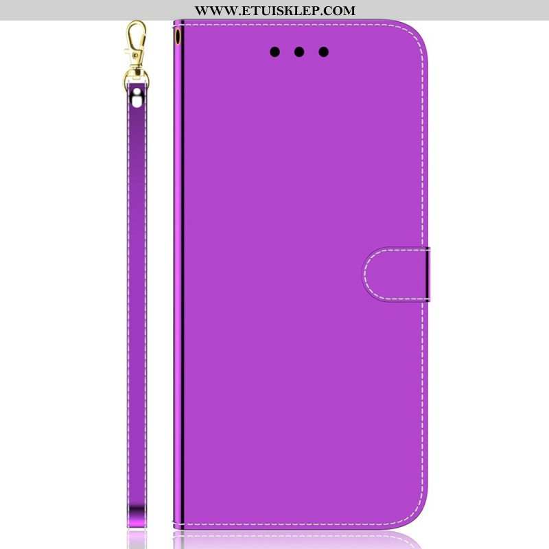 Etui Folio do iPhone 14 Pro Osłona Lusterka Ze Sztucznej Skóry